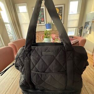 Poppy & Peonies Black Quilted Travel Bag